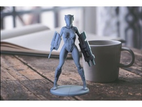 gun & rose 3d printing sculpting action figure girl 3d print model - Mito3D