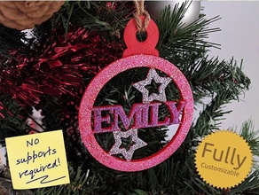 personalised christmas bauble decoration decorations ornament tree craft crafting custom customizable customized customizer gift glitter openscad 3d print model - Mito3D