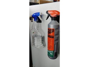 spray bottle hanger colgador sprays wall 3d print model - Mito3D