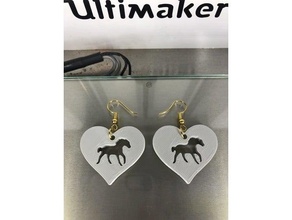 earring horse heart horses hearts idealab 3d print model - Mito3D