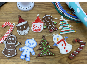 christmas cookies tinkercad + 3d pen 3dpen cookie decoration eunny gingerbread santa tutorial 3d print model - Mito3D