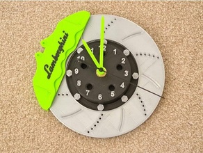 lamborghini disc brake wall clock caliper calliper time vented 3d print model - Mito3D