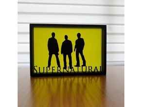 supernatural silhouette art easy gift support ornament tv 3d print model - Mito3D