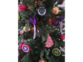vengeurs Noël arbre ornements noir panthère veuve capitaine Amérique merveille décoration ornement docteur étrange gardiens Galaxie ponton fer homme Loki 3d print model - Mito3D