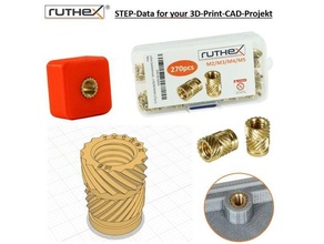ruthex step data fileté inserts m2 m8 3d print model - Mito3D