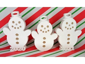 happy snowman christmas holiday ornament & gift box 2020 2021 year compartment hanging 3d print model - Mito3D