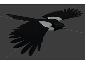 urraca vuelo animal pájaro volador escultura 3d print model - Mito3D