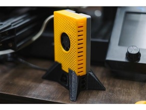 raspberry pi 4b case 30mm fan vertical stand heatsink display camera pins option cooling 3d print model - Mito3D