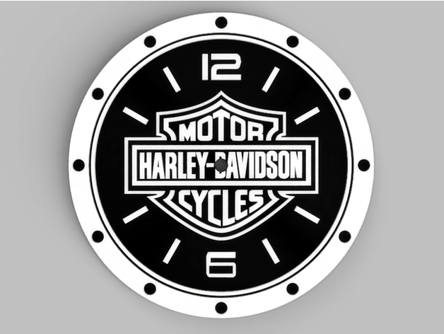 Harley Davidson parede relógio dual cor horloge 3D print model - Mito3D