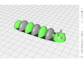 caterpillar colour articulated dual extruder 3d print model - Mito3D