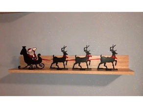 reindeers + santa claus sleight christmas decoration ornament 3d print model - Mito3D