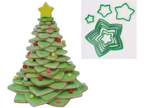 christmas tree star cookie cutter set cookies cookue cutters kitchen 3d print model - Mito3D
