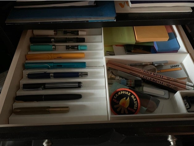 desk drawer organzier sauder shoal creek executive organizer dividers fountain pen holder 3D print model - Mito3D