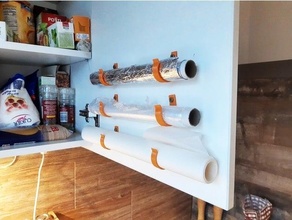 roll hook holder handle kitchen stretch aluminum baking cabinet foil paper roller 3d print model - Mito3D
