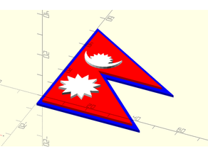 openscadvent journée 13 drapeau Népal avènement openscad 3d print model - Mito3D