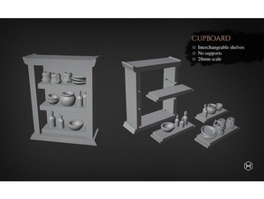 cupboard 28mm dnd miniature model furniture pot rpg tankard tavern 3d print model - Mito3D