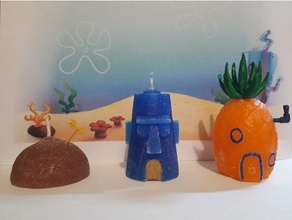 bikini candle set molds bikinibottom mold patrick star spongebob squidwards house 3d print model - Mito3D