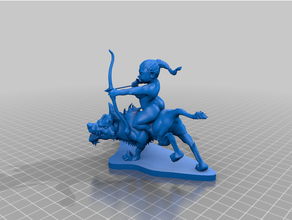 duende niña cazador lobos dnd mazmorras dragones hembra figura miniatura nsfw asaltante lobo 3d print model - Mito3D