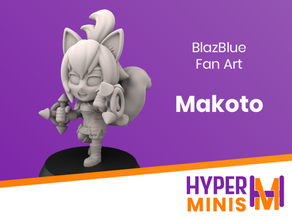 chibi makoto blazblue ventilateur art animal anime mini miniature bête dd donjons dragons femelle combattant humanoïde 3d print model - Mito3D