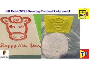 2021 greeting card model cake 3d print model - Mito3D