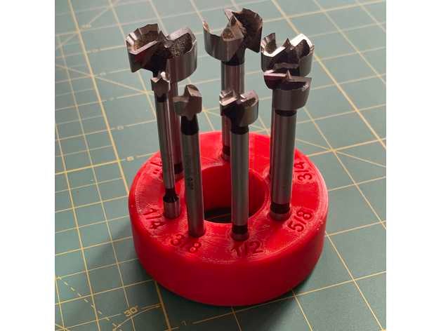 forstner bit set holder drill organization organizer tools woodworking 3D print model - Mito3D