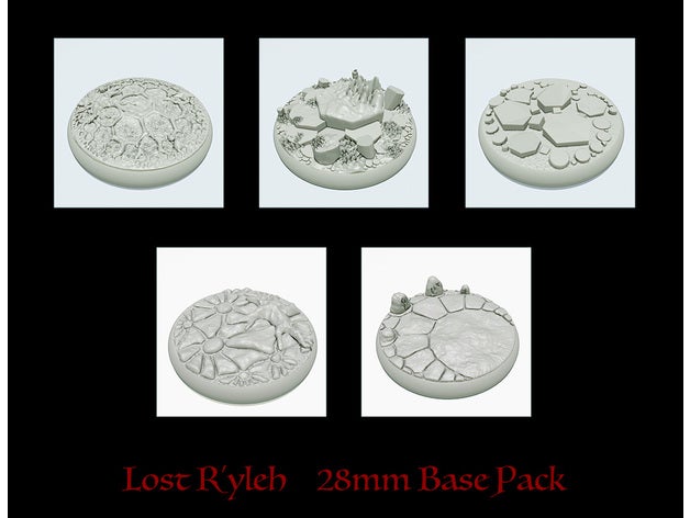 28mm r'yleh base pack alien architecture bases cthulhu dnd dungeons dragons elder sign hyperbolic lost lovecraft miniatures miniature pathfinder wargaming weird war 2 3D print model - Mito3D