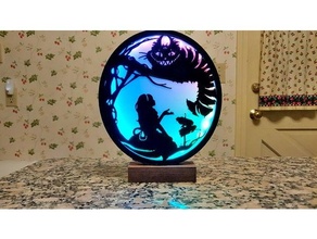 Alice pays merveilles Cheshire chat silhouette lampe LED 3d print model - Mito3D