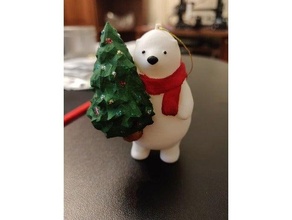 kumaty remix polar bear holding tree christmas decoration xmas ornaments 3d print model - Mito3D