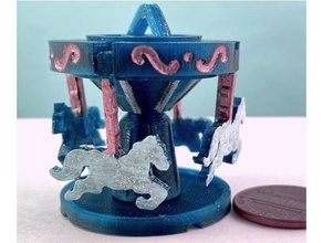 mini carousel spins prints place fidget horse miniature pencil topper print toy 3d print model - Mito3D