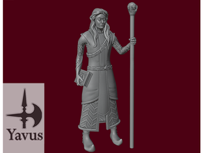elven wizard - robe grimoire staff dnd miniature elf 3d print model - Mito3D
