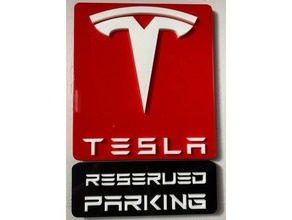 tesla riservato parcheggio cartello arte box auto arredamento 3d print model - Mito3D