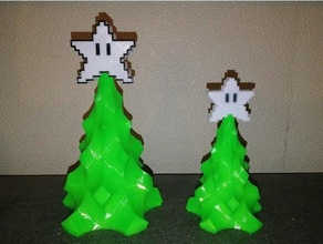 pixel árbol sombrero copa estrella Navidad mario guerras 3d print model - Mito3D
