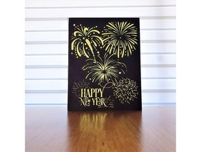 year fireworks silhouette art 2021 decoration newyear support 3d print model - Mito3D