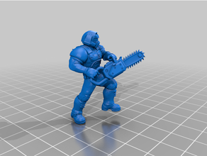doom guy chainsaw miniature 28mm 40k doomguy doomslayer w40k warhammer warhammer40k 3d print model - Mito3D