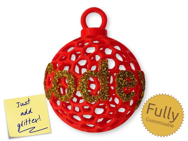personalisiert voronoi Kugel Weihnachten Flitter Dekoration Dekorationen Ornament Baum Kunst basteln Benutzerdefiniert anpassbar angepasst Customizer Geschenk funkeln openscad 3D print model - Mito3D