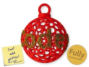 personalised voronoi sphere christmas bauble decoration decorations ornament tree craft crafting custom customizable customized customizer gift glitter openscad 3d print model - Mito3D
