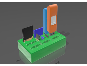 patrametric usb sd microsd card organizer holder micro stick 3d print model - Mito3D