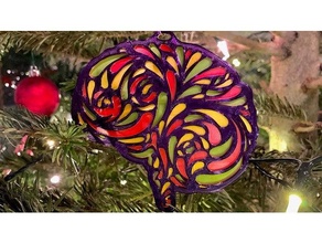 brain christmas ornament decoration multicolor neuron neuroscience 3d print model - Mito3D