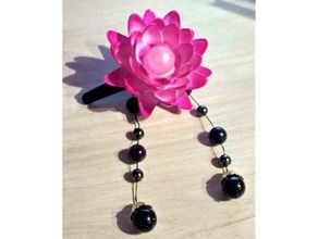 Lotus Kanzashi Zubehörteil Blume Haarnadel Dekor 3d print model - Mito3D