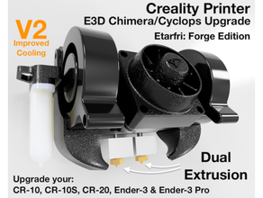 dual extrusion creality printer 2020 mount 3d parts abs bowden chimera cr-10 ender 3 cyclops extruder e3d hotend v6 ender3 pro fan multicolor multicolour multimaterial multiverse pla pva replacement 3d print model - Mito3D