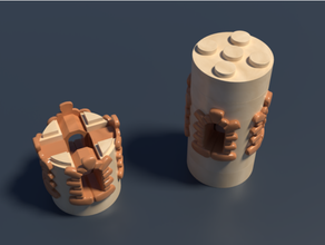 exin castillos - torre redonda 3 cuatro huecos block brick building blocks cylinder tower toy 3d print model - Mito3D