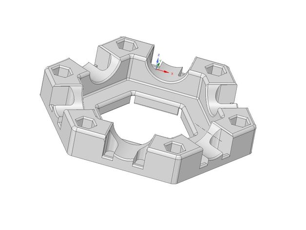 gravitrax compatible 6 exits tile 3D print model - Mito3D