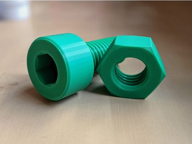 m5 nut bolt scaled 5x hex screw 3D print model - Mito3D