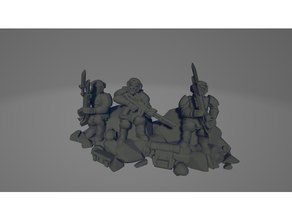 enojado guardias espaciales sentado conjunto 40k martillo guerra astra militarum cadian kasrkin warhammer40k 40000 3d print model - Mito3D