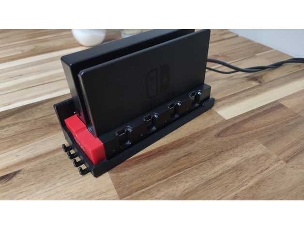 wandhalter wallmount switch mit joy-con ladeger charger joycon nintendo wall mount wandhalterung 3D print model - Mito3D