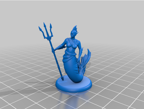 fêmea merfolk tampo mesa miniatura aquático dnd masmorras dragões fantasia jogos sereia mini encenação rpg embaixo agua água mulher 3d print model - Mito3D