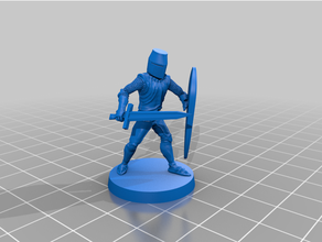 knight sword & shield dd dnd dungeons dragons fighter paladin plate armor warrior 3d print model - Mito3D