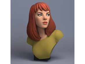 María Jane estatua busto caracteres arte fan hembra cabeza maryjane spider man 3d print model - Mito3D