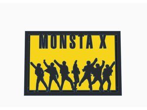monsta silhouette art facile kpop pop monstax soutien ornement 3d print model - Mito3D