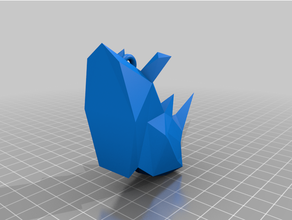 poli rinoceronte animal cabeça pobre enfeite pingente 3d print model - Mito3D